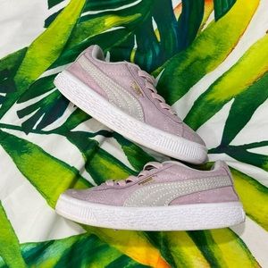 $100 Puma Infant Girls 8C ‘Pink Lady’ Suede Puma Lace Up Casual Sneakers